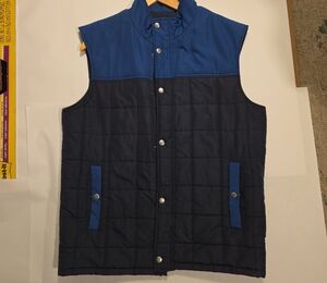 Marine Layer Navy Blue and Black Color Block Puffer Vest